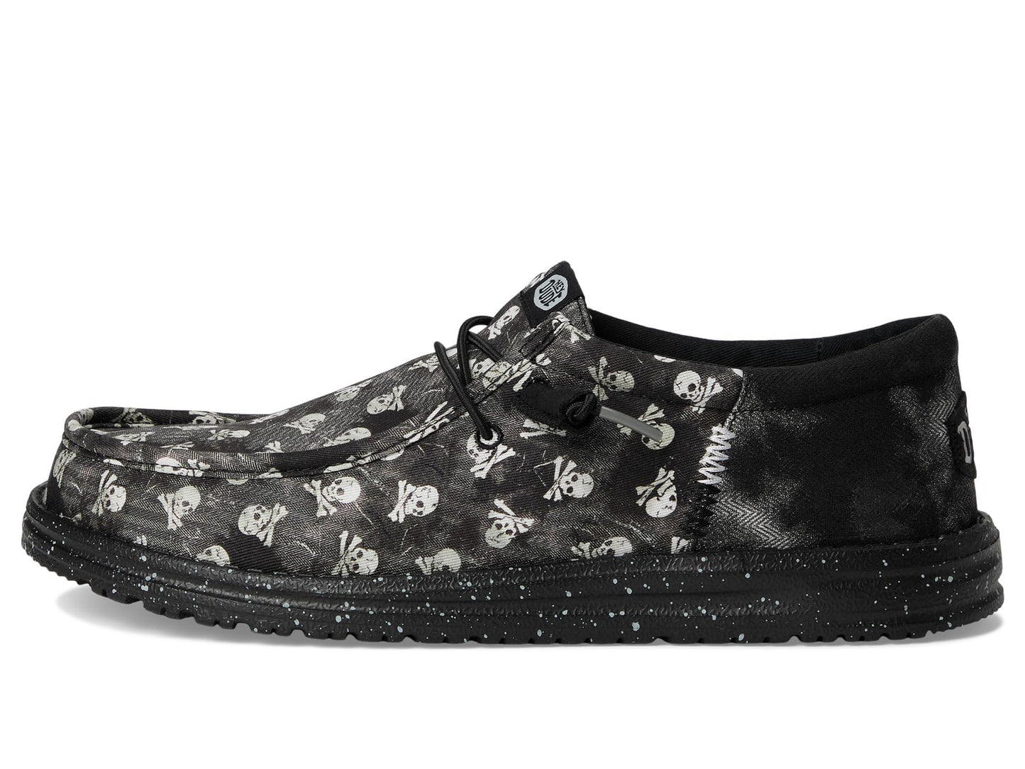 HEYDUDE Men's Wally Funk Skull Print, Black/Black Oyster, 10 Medium