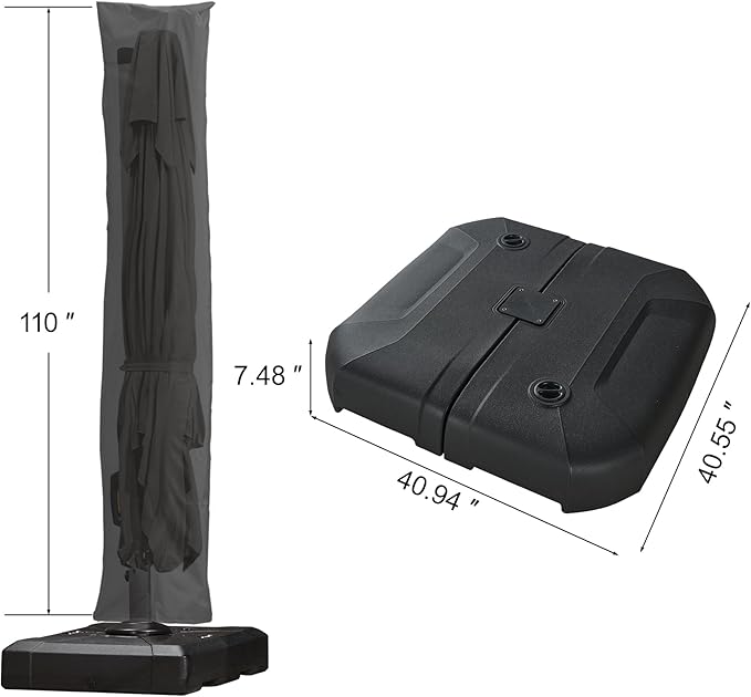 PURPLE LEAF 10'×13' Patio Umbrella with Base Included and Cover Outdoor Umbrella with Cover Extra Large Heavy Duty Cantilever Umbrella Grey