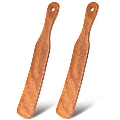 2Pcs Acacia Wood Skinny Spurtle Set - Skinny Stirring Rods for Sourdough Starter, Mixing & Scraping Dough - with Hanging Holes for Easy Storage (Natural wood color)