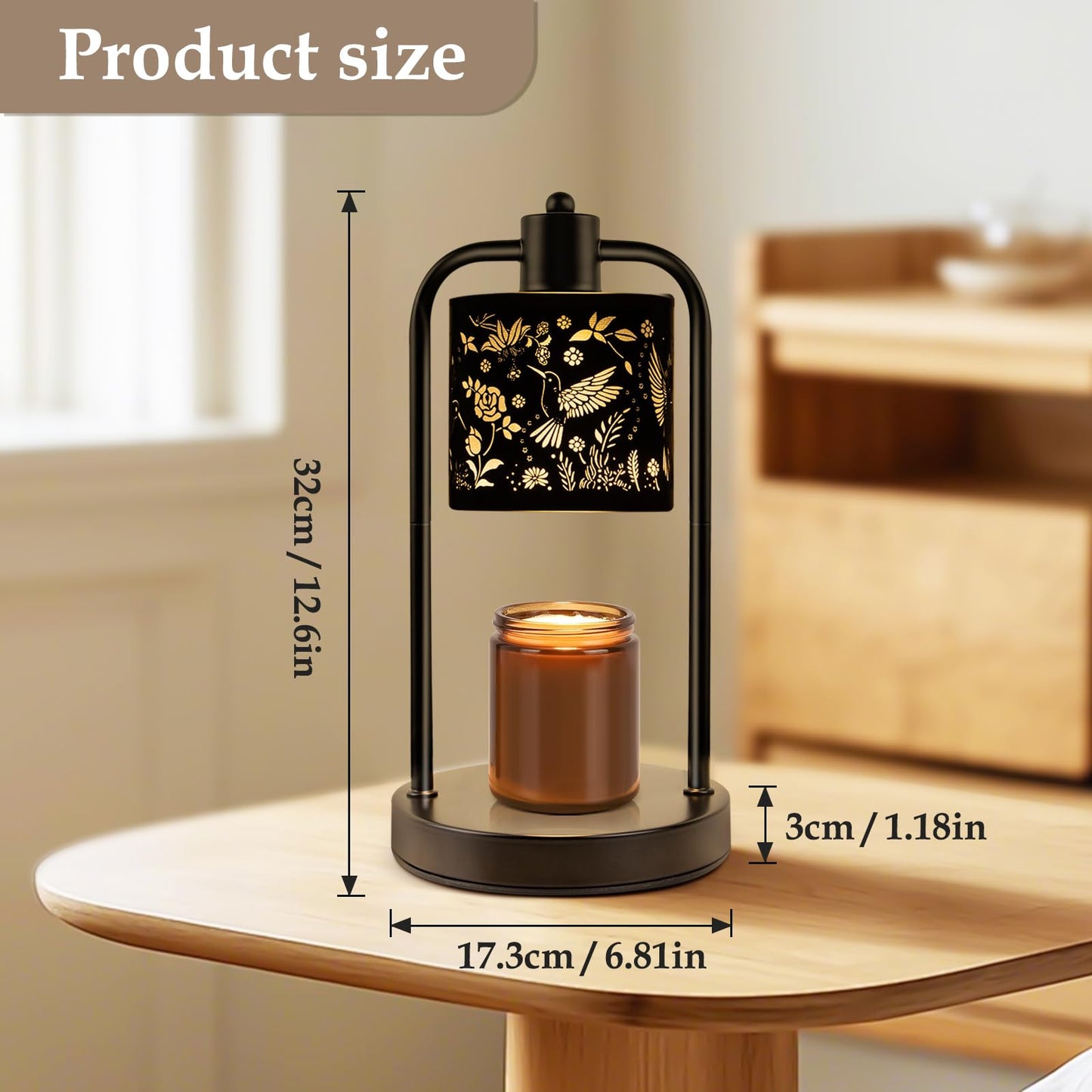 FullyCare Candle Warmer Lamp Electric with Timer: Wax Melts for Warmer Yankee Candles Large - Dimmable Candle Warmer for Birthday Christmas Gift Bedroom Home Decor