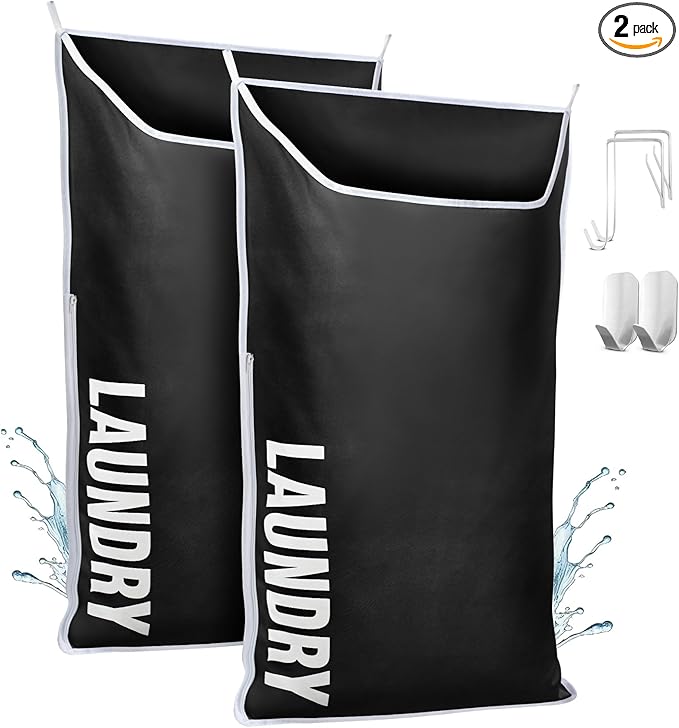 Hanging Laundry Hamper Bag XL 40x22", Space Saving over the Door Storage Bags