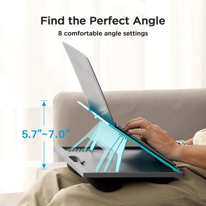 HUANUO Adjustable Lap Desk - with 8 Adjustable Angles & Dual Cushions Laptop Stand for Car Laptop Desk, Work Table, Lap Writing Board & Drawing Desk on Sofa or Bed, HNLD2TB