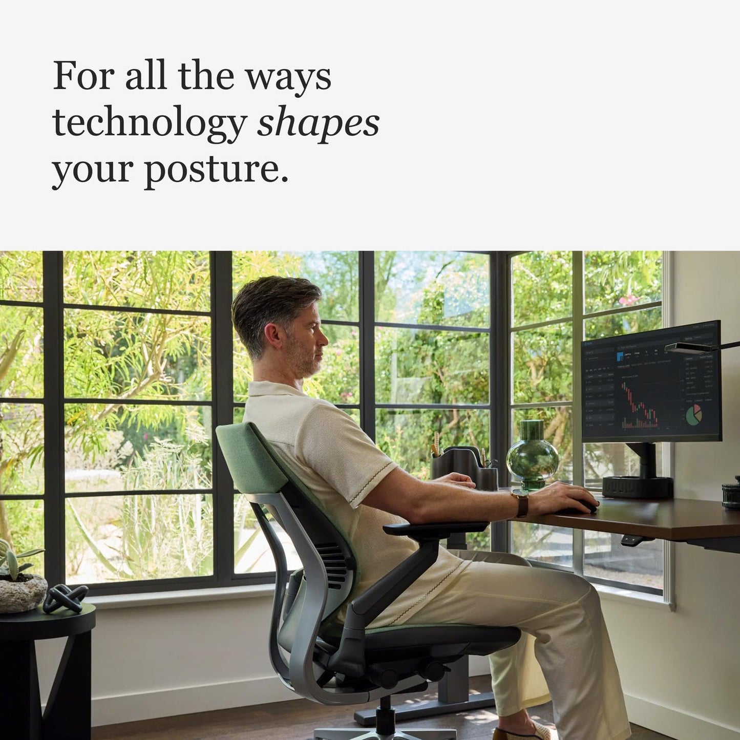 Steelcase Gesture Office Chair with Head Rest - Ergonomic Work Chair with Wheels for Hard Flooring - Comfortable Office Chair - Intuitive-to-Adjust Chairs for Desk - 360-Degree Arms - Licorice Fabric