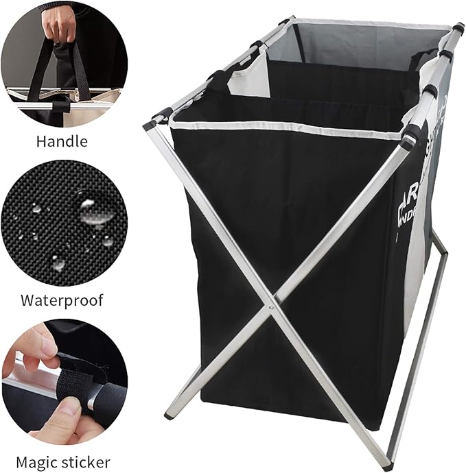 Nicesail 3 Section Laundry Basket Printed Dark Light Color, Foldable