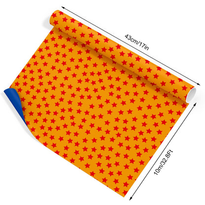 JarThenaAMCS Anime Theme Wrapping Paper -Mini Roll- 17 Inch x 32.8Ft Blue Orange Star Gift Wrap Art Paper for Cartoon Animation Birthday Baby Shower Supplies