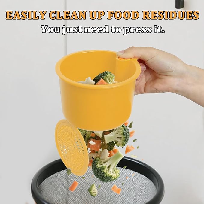 Sink Strainer Basket with One-Touch Drain Mesh, Snap-On Strap & Detachable