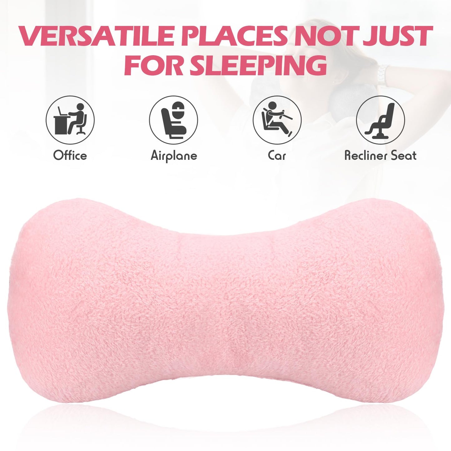 1 Pc Neck Pillow for Recliner Headrest Pillow Bone Shaped Chair Plush with Adjustable Strap Neck Support and Pain Relief Curve Head Cushion for Car Travel Airplane (Grey)