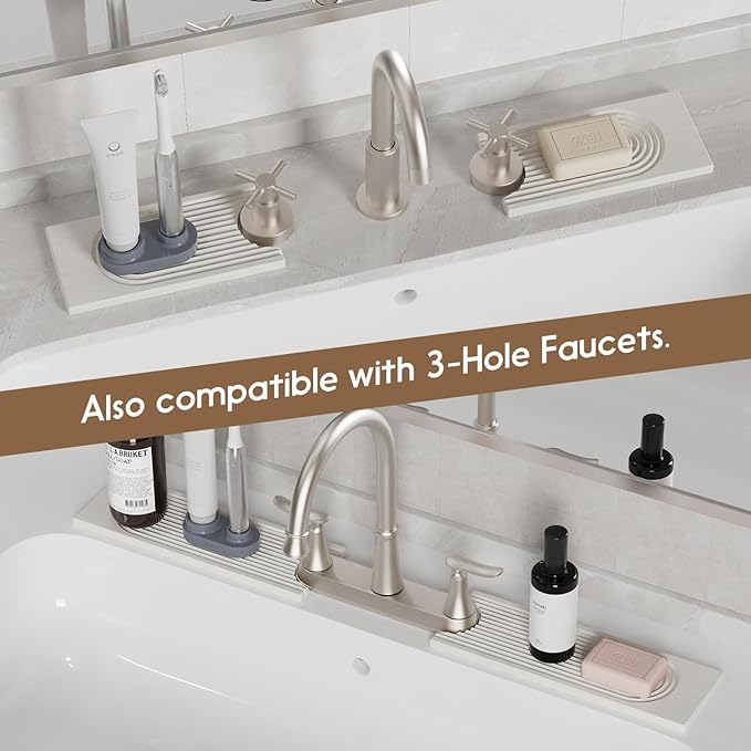 Faucet Mat for Kitchen Sink, Diatomite Quick Drying Tray, 23.6Inch Kitchen Sink