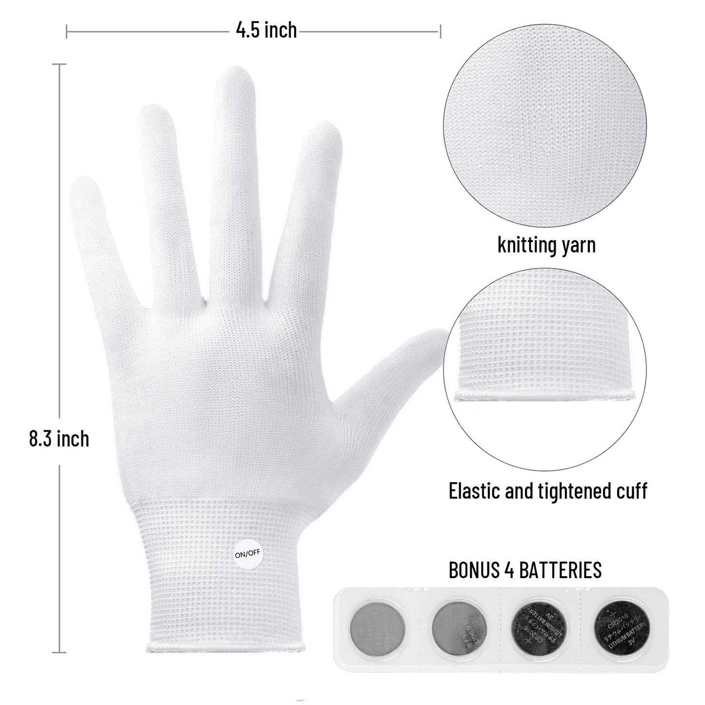 UWEIDOIT LED Gloves, Flash Finger Lights - 3 Colors, 10 Modes, Glowing Christmas Costume, Clubbing Party Favors & Toys for Boys & Girls