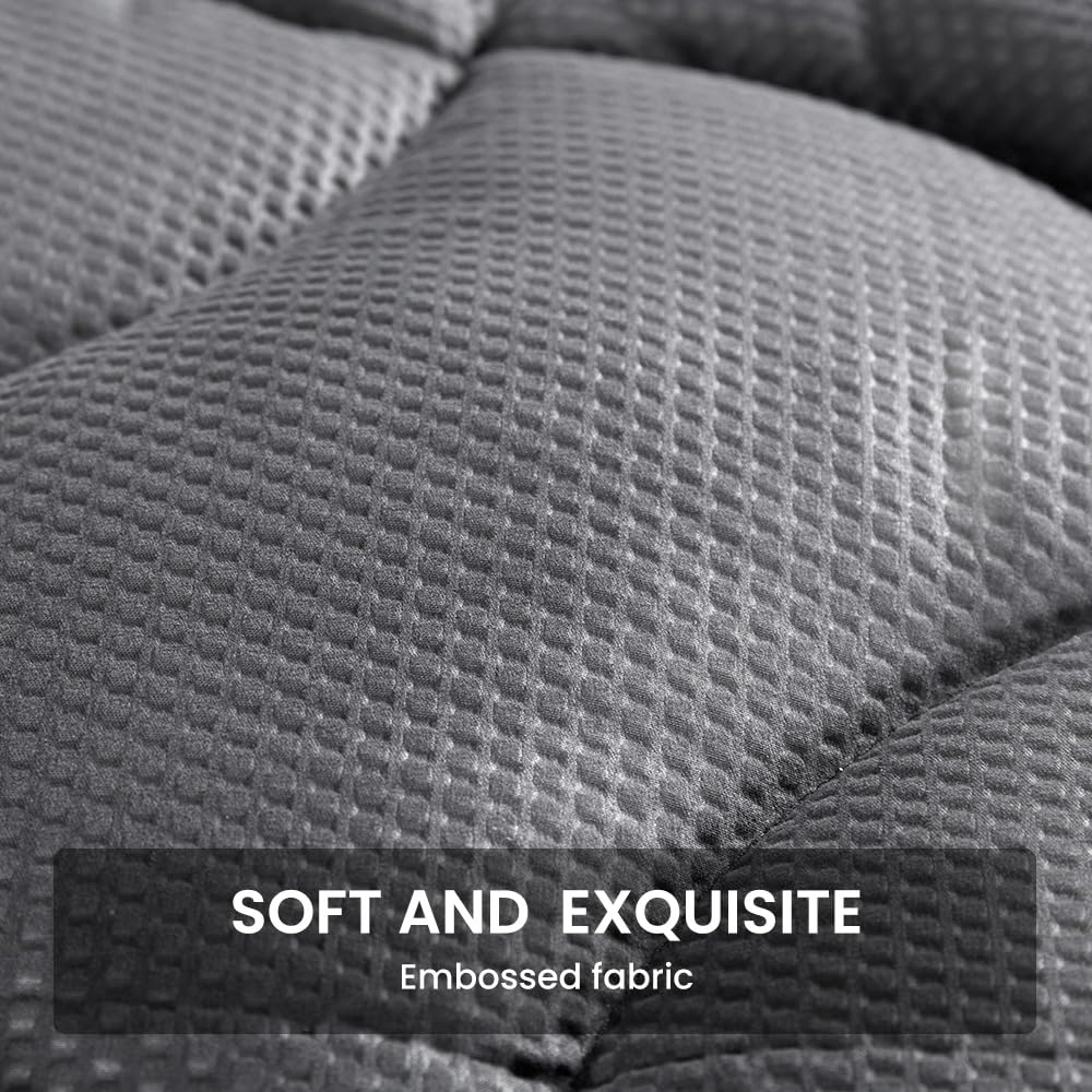 SLEEP ZONE Cooling Queen Mattress Topper, Premium Zoned Cool Mattress Pad Cover, Padded Mattress Protector Breathable Washable, Deep Pocket 8-21" (Grey, Queen)