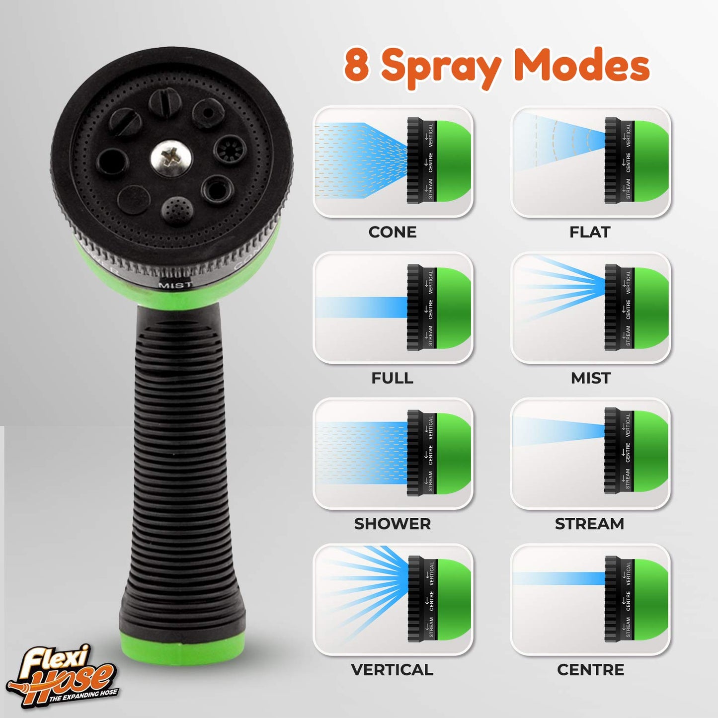 Flexi Hose Expandable Garden Hose - 75FT Heavy Duty Water Hose, Retractable Hose with 2cm Brass Fittings - Expandable Hose Design Includes Spray Nozzle (Green 23 Metres)