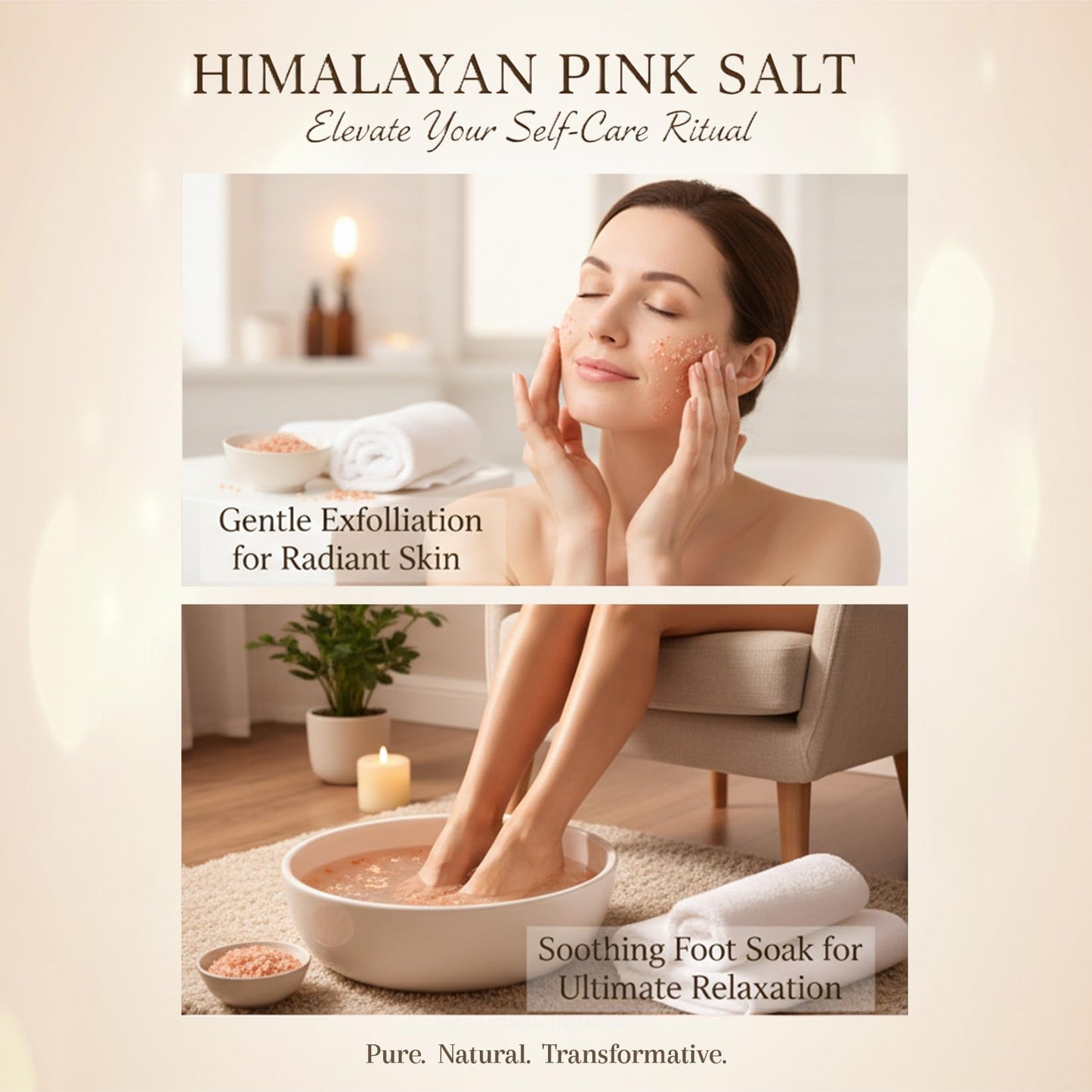 MAQIHAN Pink Himalayan Bath Salt - 10 Oz Himalayan Pink Salt for Bath Soak, Unscented Fine & Coarse Mix, Gentle Full Body & Foot Spa Care for Relaxing Nighttime Soaking
