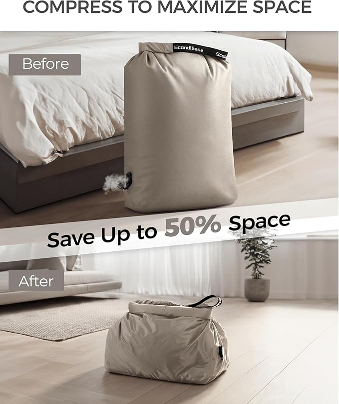 Travel Laundry Bag, Pump Free Vacuum Storage Bag Reusable Compression Dirty