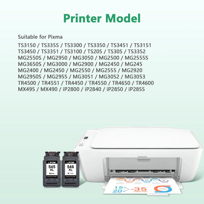 LIFOR Replacement for Canon Ink Cartridges 545XL 546XL PG-545XL CL-546XL for Pixma TS3355 TS3350 TS3150 MG3050 MG2550S MG2950 TR4550 TR4551 TR4650 MX495 (1 Black 1 Colour) Packing May Vary