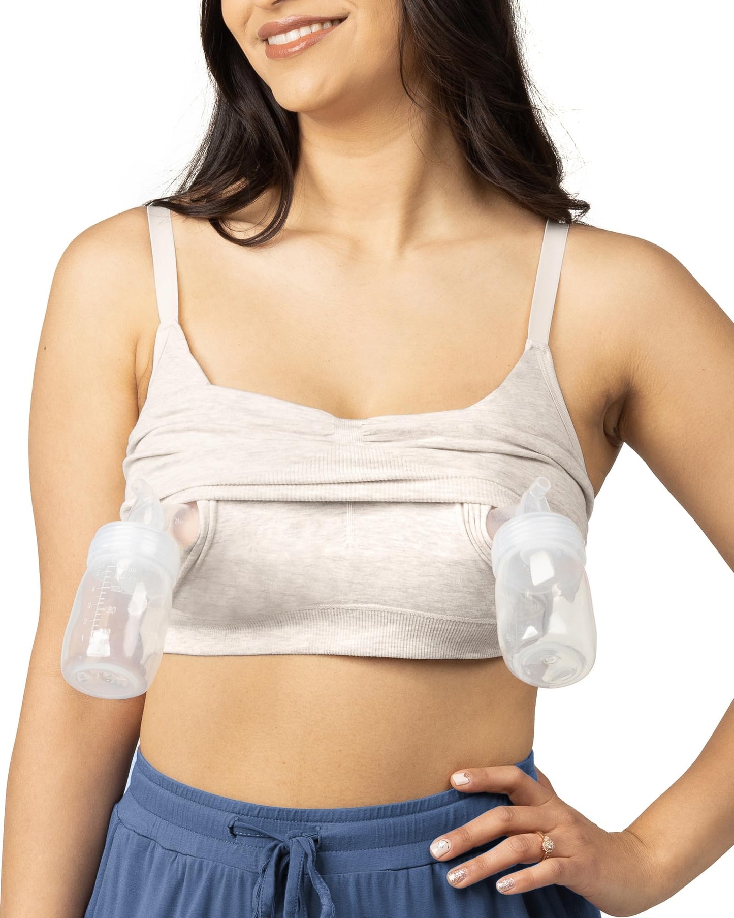 Kindred Bravely Sublime Wireless Comfort Sleep Pumping Bra | Seamless Hands-Free Pumping & Nursing Bra (Oatmeal Heather, Large)