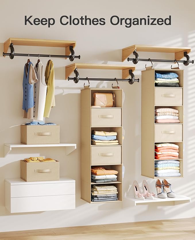 Pipishell 6-Shelf Hanging Closet Organizer,