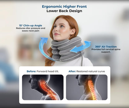 Variona FDA Registered Neck Traction Device for Pain Relief – Inflatable Cervical Neck Stretcher for Home Use, Adjustable Support for Neck Stiffness & Posture, Fits 12"–17" Neck Size