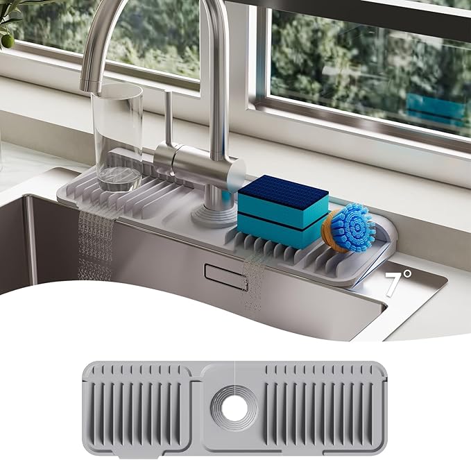 17.7 Inch Silicone Faucet Mat for Kitchen Sink Splash Guard