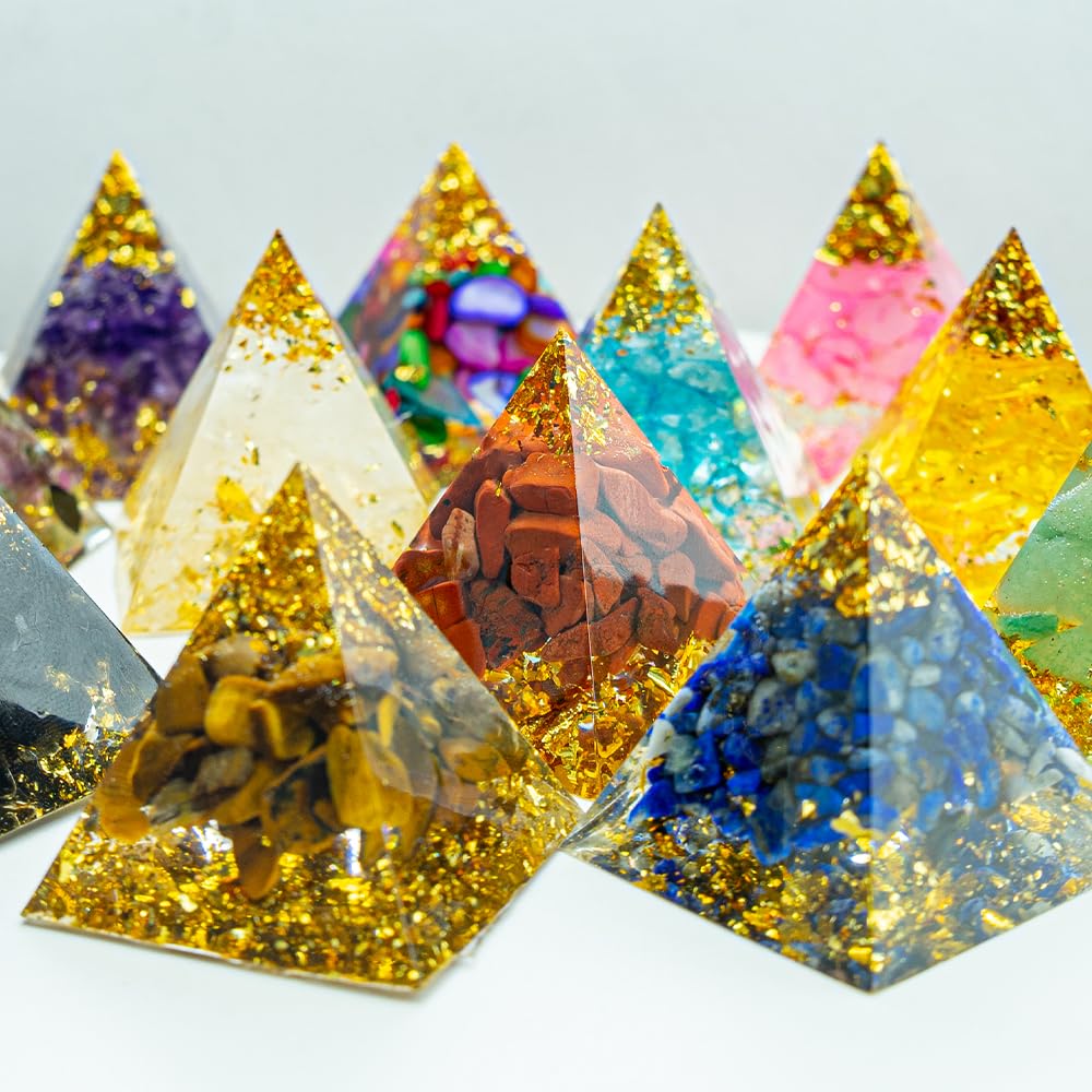 1.18inch Mini Natural Crystal Pyramid Statue Crafts Quartz Amethyst Chakra Crystal Pyramid Shape Meditation Tool Home Decoration Ornaments Gifts (Amethyst Cornucopia 1.18inch 12PCS)