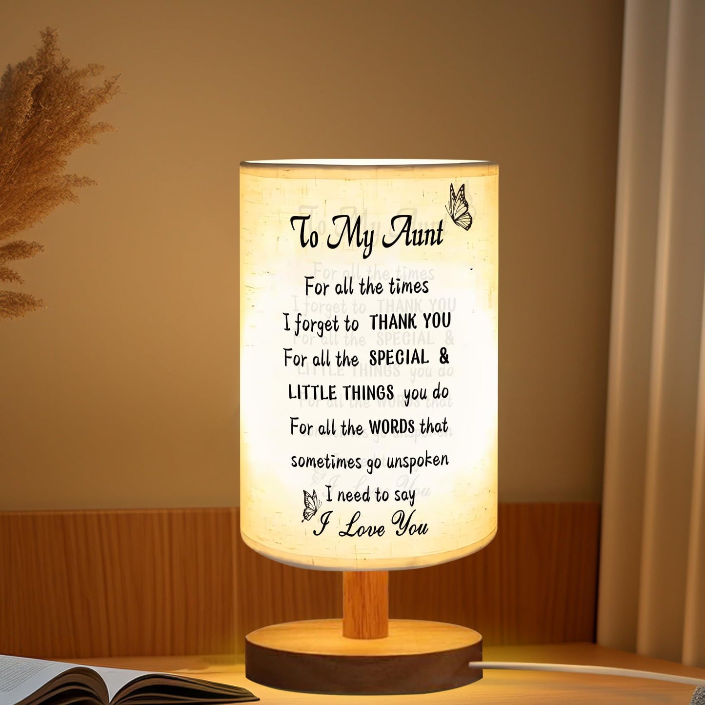 ZuEiiDop Aunt Table Lamp Gifts Auntie Gift Ideas Mothers Day Birthday Gifts for Aunts from Niece Nephew Christmas I Love You Gift for Aunts Aunties Tia Gifts for Women Aunt Bedside Lamp for Bedroom