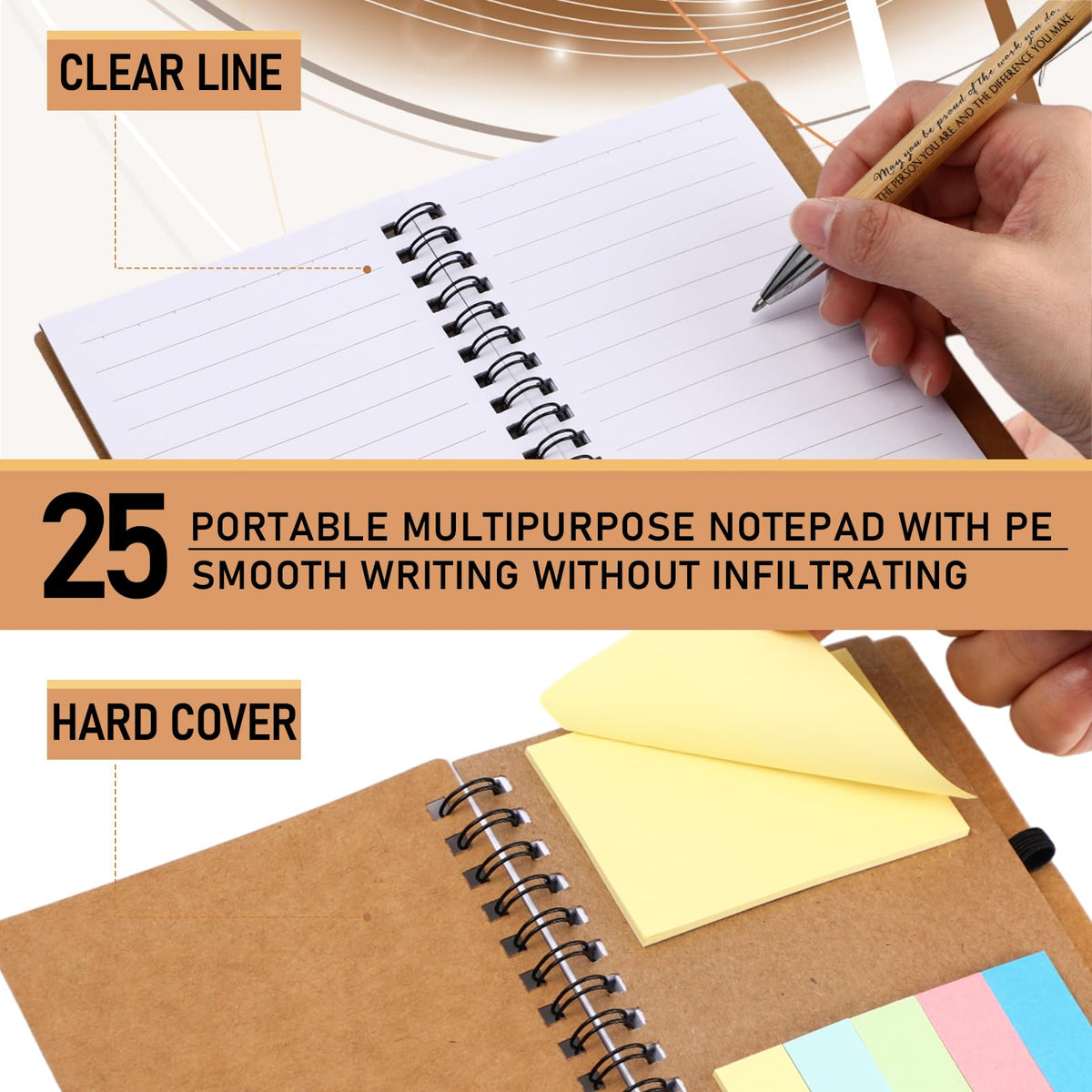 Jetec 25 Sets Employee Appreciation Gift Bulk Inspirational Spiral Notebook with Motivational Pen and Sticky Notepad Thank You Gifts for Volunteer Teacher Nurse Team Coworker (Amazing)