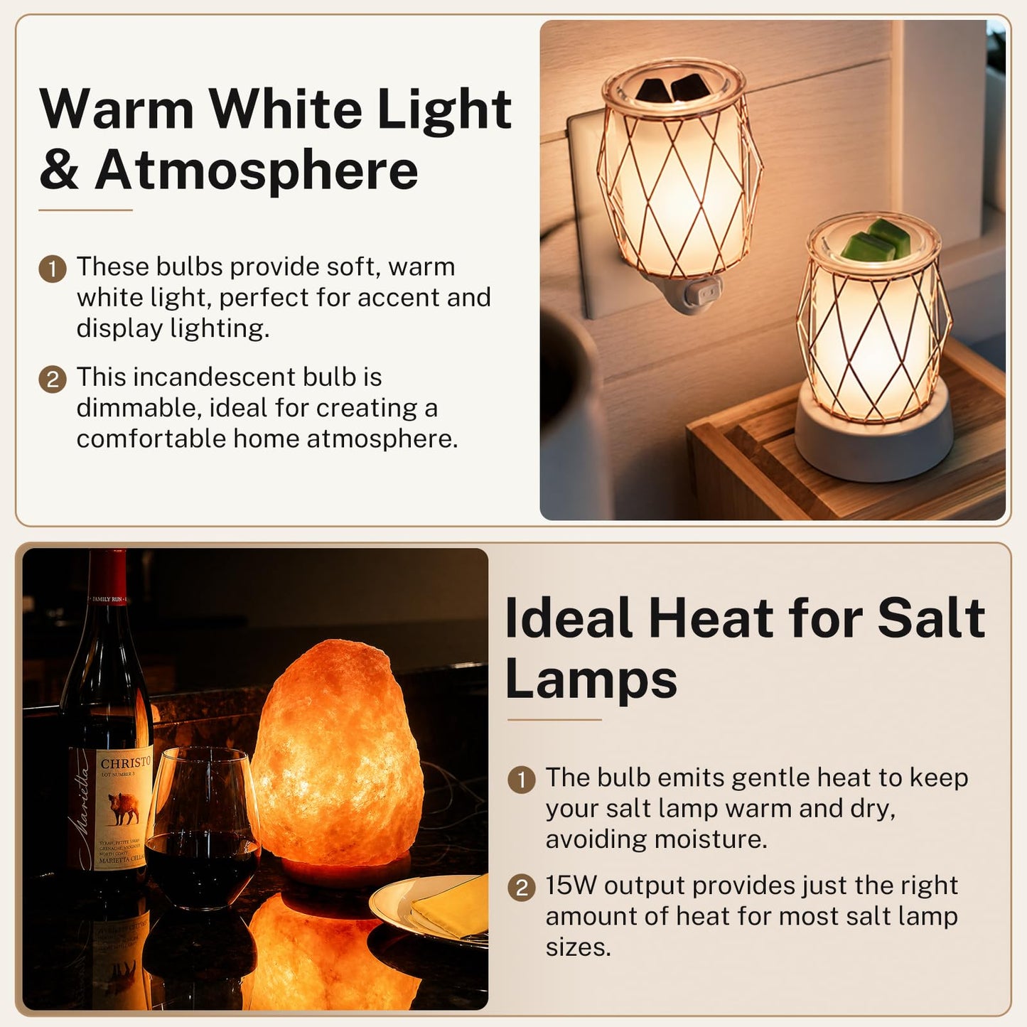 FRIGESWIFT Salt Lamp Bulb 15W, E12 T20 Candelabra Base Bulb for Himalayan Salt Lamps, Wax Warmers, Night Lights & Bathroom Lights, 120V 2700K Clear Glass - Pack of 14
