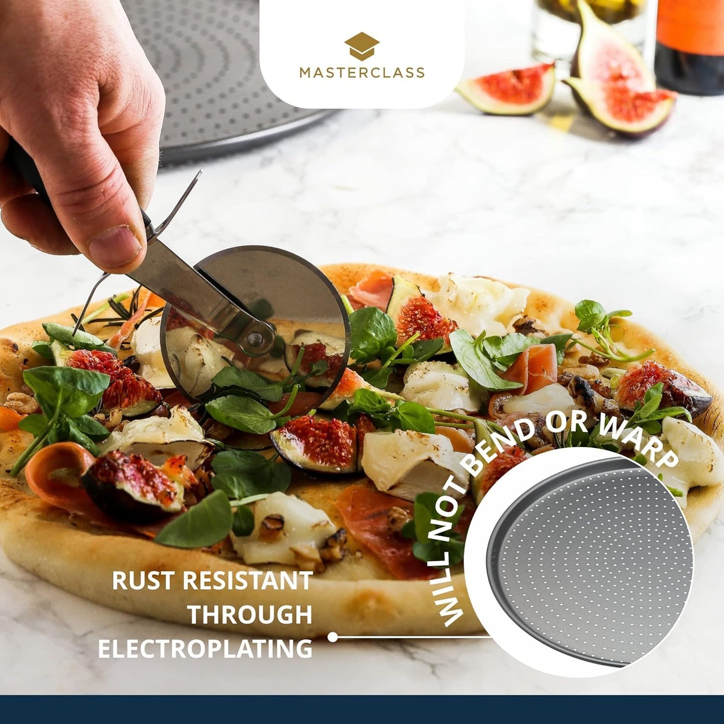 MasterClass Crusty Bake Non-Stick Pizza Crisper, 32cm, Grey