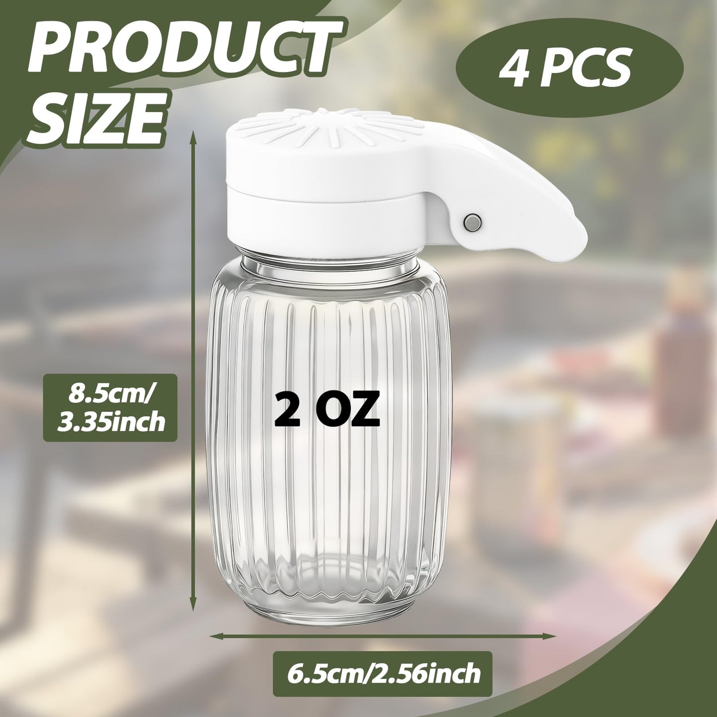 Domensi 4 Pcs Mini Salt and Pepper Shakers, Small Tiny Salt Spice Shakers, Individual Travel Size Seasoning Jars for Kitchen, Restaurant, Camping, BBQ, Picnic, Home(2oz Water Ripple,Glass)