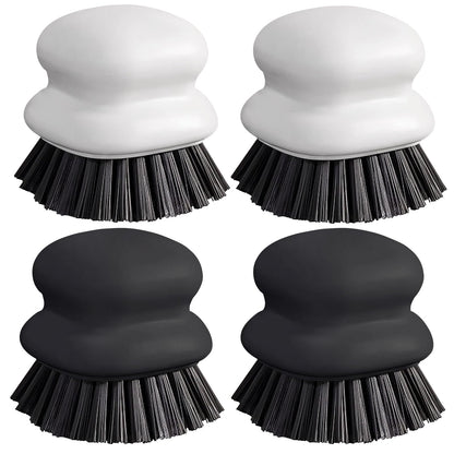 Dish Brush with Handle, Kitchen Scrub Brushes for Cleaning, Dish Scrubber with Nylon bristles for Sink, Pots, Pans(2Pack Black +2Pack White)
