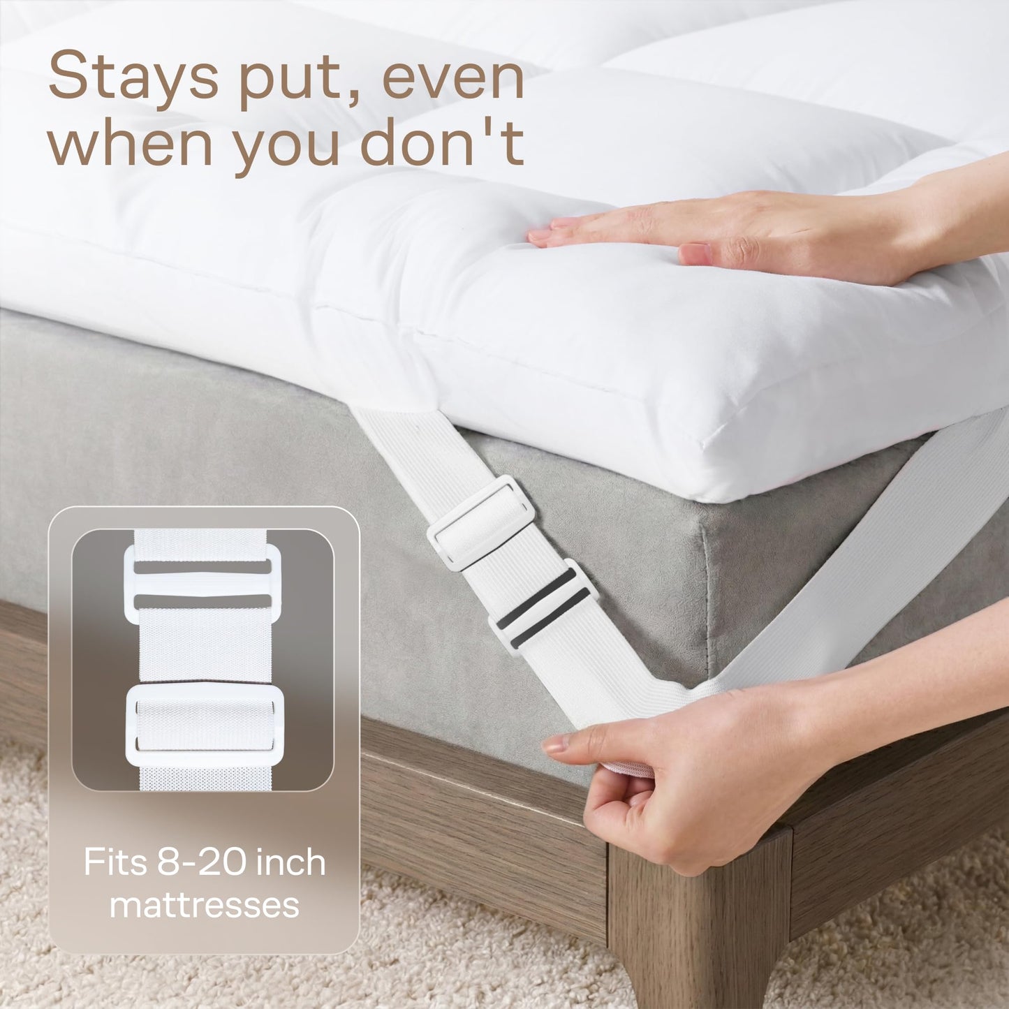 Ultra Soft Queen Mattress Topper - Cloud-Like Mattress Pad for Full Back Support - Breathable Cooling Material for Hot Sleepers, White