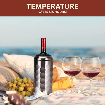Premium Wine Chiller - 750ml Stainless Steel Bottle Cooler, Double-Walled & Vacuum Insulated - Keeps Wine Cold for 6+ Hours - Perfect Christmas Gift for Wine Lovers – Fits Most Champagne Bottles