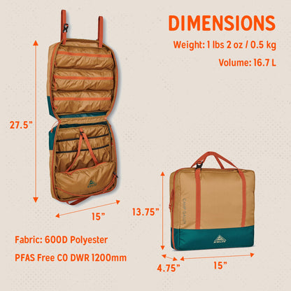 Kelty Camp Galley – Camp Kitchen Organization Kit, Pockets, Compartments for Outdoor Cooking Essentials, Plastic, DULL GOLD/DEEP TEAL