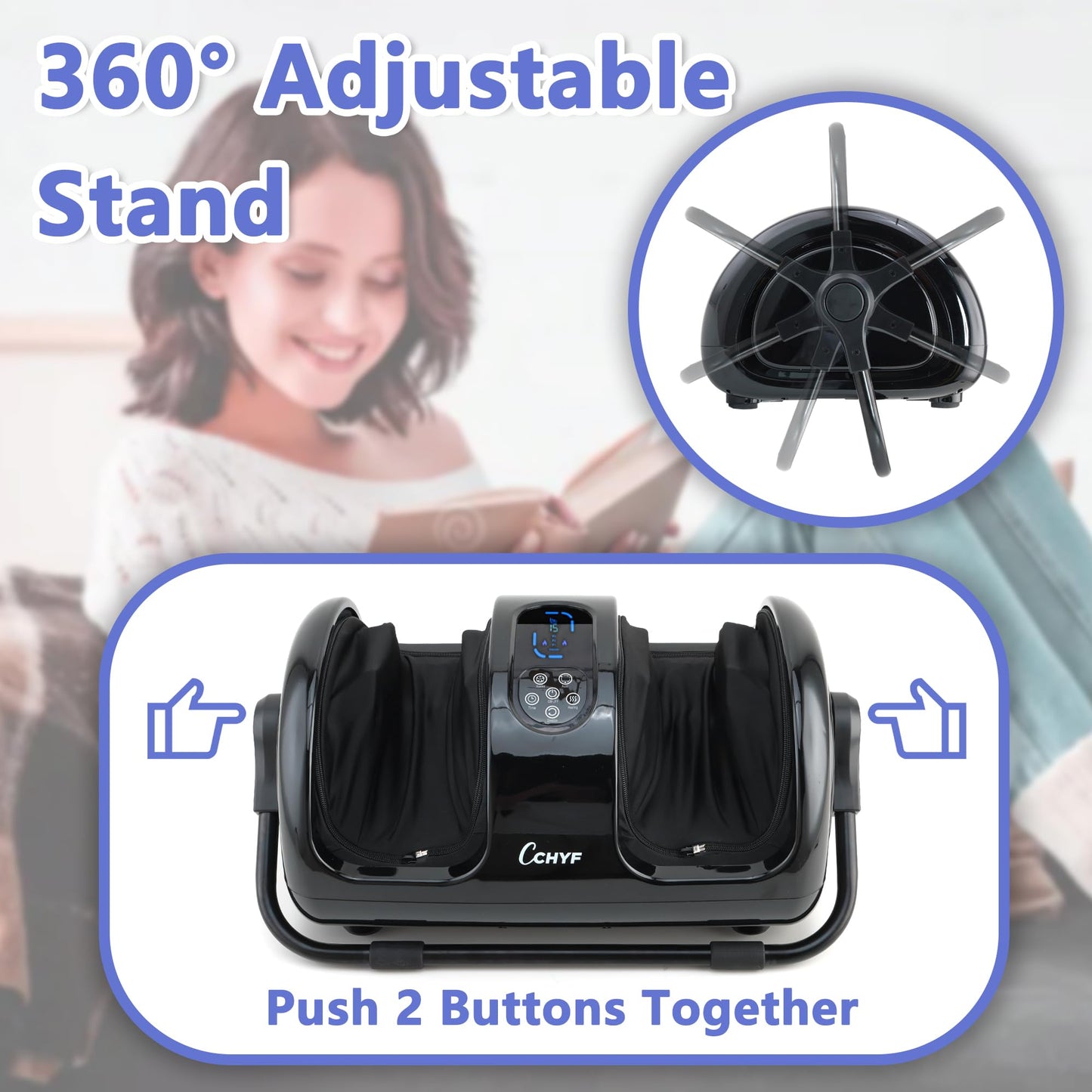 Foot Massager with Heat,Shiatsu Foot Massager for Plantar Fasciitis,Pain Relief and Heat Therapy,Massage Leg/Calf/Ankle with Deep Kneading for Family and Friends(Black)