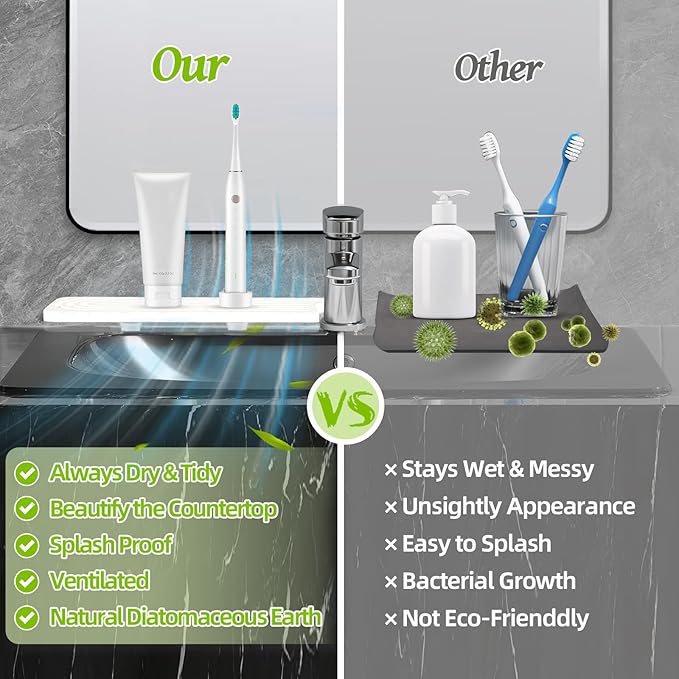 Stone Faucet Mat for Kitchen Sink, Diatomite Quick Dry Kitchen Sink Splash Guard