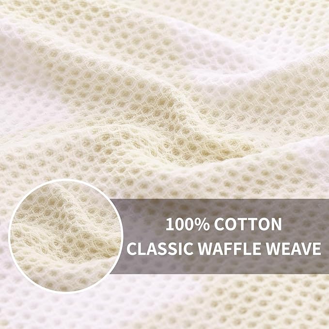 Homaxy 100% Cotton Waffle Weave Check Plaid Dish Cloths, 12 x 12 Inches