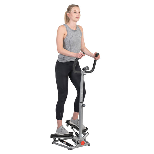 Sunny Health & Fitness Grey 250 lbs. Max Weight Twist Stair Stepper Machine with Handlebar – SF-S020027