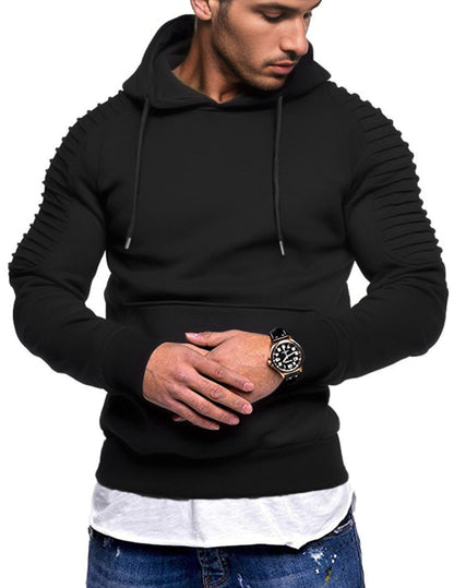 COOFANDY Mens Black Hoodie Long Sleeve Drawstring Casual Sweatshirt Workout Gym Hooded Pullover Black L