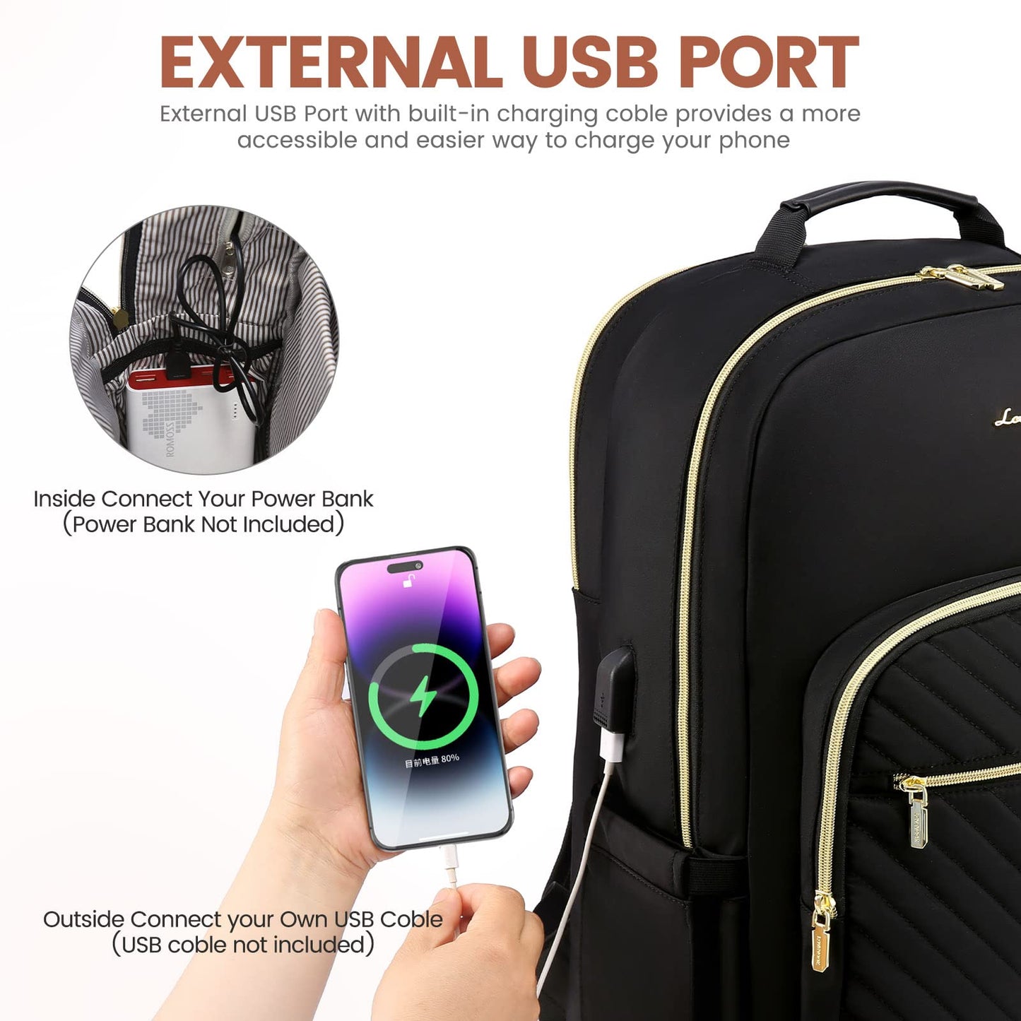 LOVEVOOK Laptop Backpack for Women 15.6 Inch, Womens Backpack for Work Business Travel School College With USB Port, Lightweight Back Pack Computer Laptop Rucksack-Black