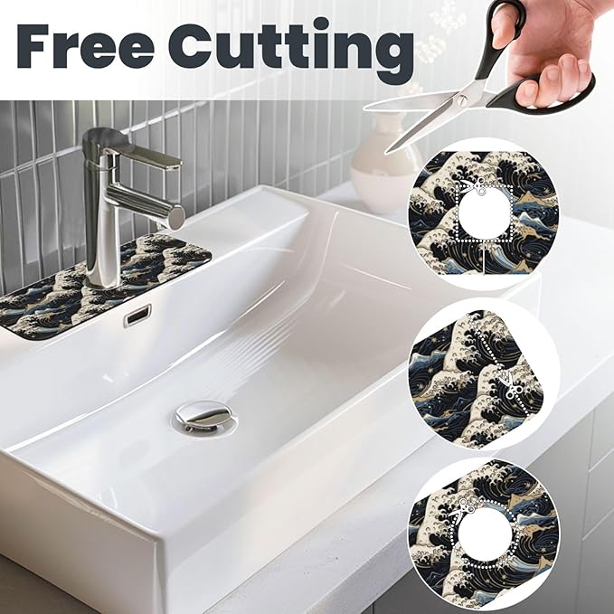 Japanese Wave Black 15" X 5.5" Kitchen Sink Splash Guard Faucet Faucet Guard