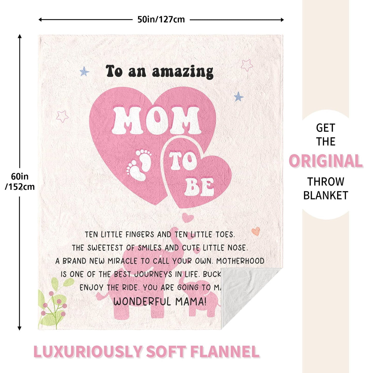 puekrtoa Mom to Be Gifts, New Mom's Gift Blanket 60"X50", First Time Mom Gift, Pregnancy Gifts for Expecting Moms, Postpartum Presents for New Moms After Birth