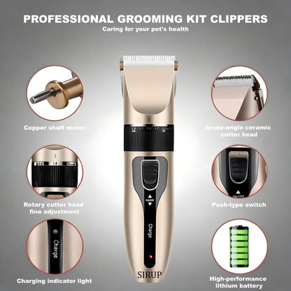 SIRUP Rechargeable Dog Grooming Kit-Dog Clipper Kit, Pet Shaver Cordless Electric Quiet Hair Clipper Set for Dogs Cats Pets, 12 piece Set