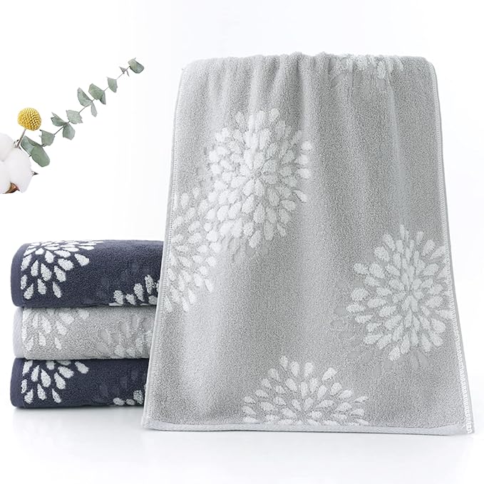 Pidada Hand Towels Set of 2 Hydrangea Floral Pattern 100% Cotton Absorbent Soft