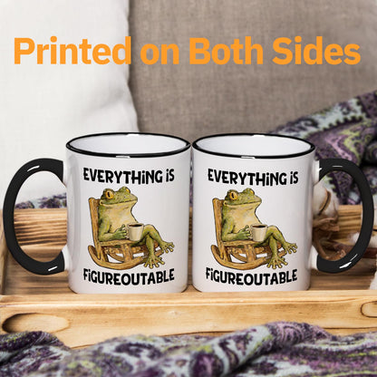 Shqiueos Funny Gifts for Women Men Coffee Mug 11oz, Gag Birthday Gift for Her Him, Friends, Office Present for Coworkers, Boss, Manager, Cute Frog Inspirational Humor Cup, Everything Is Figureoutable
