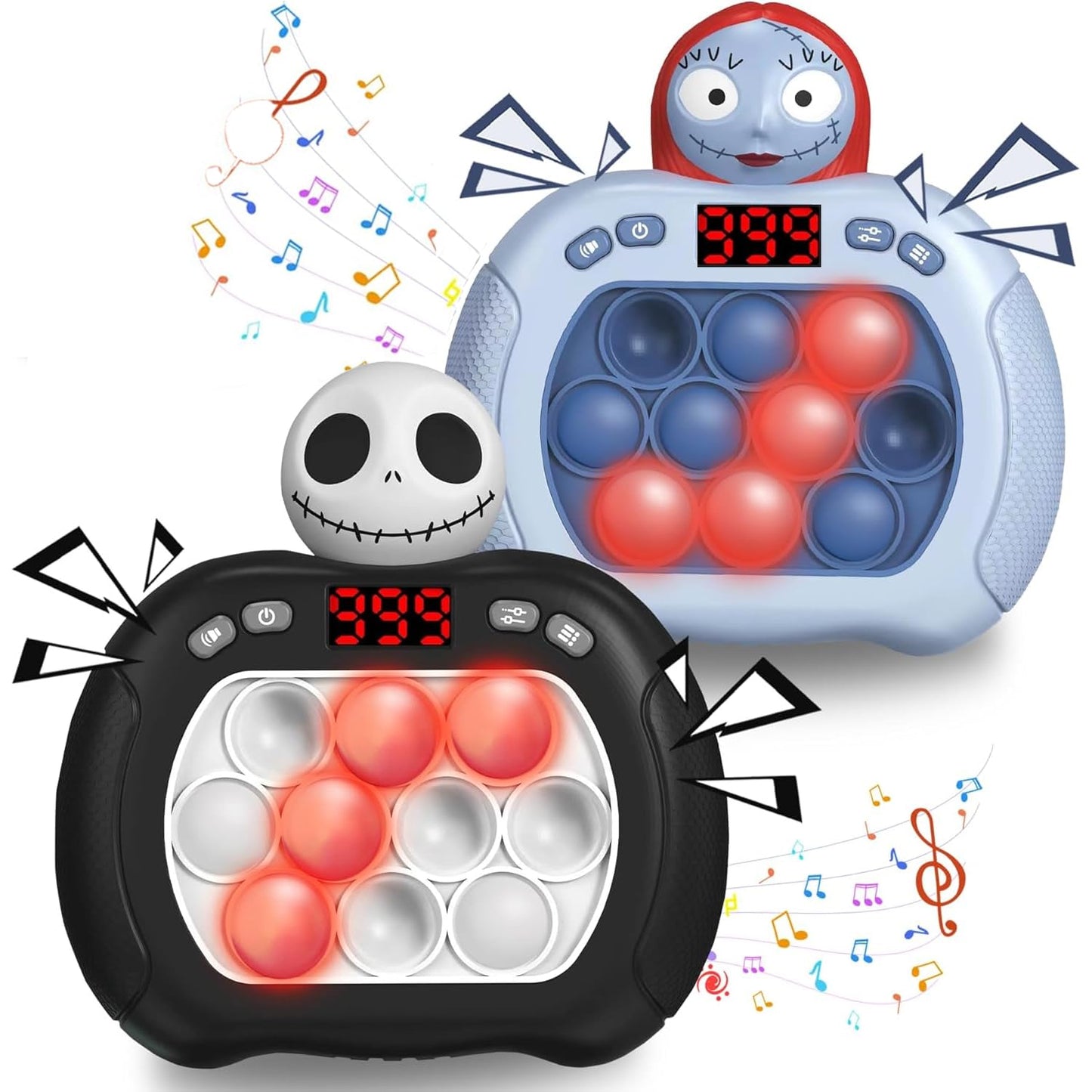 Halloween Pop Fidget Toy for Kids Adults,Nightmare Fast Push Game Fidget Console Toys,Handheld Light Up Sensory Toy for Boys Grils Teens Age 3-12,Halloween Trick or Treat Gifts Boo Basket Stuffers