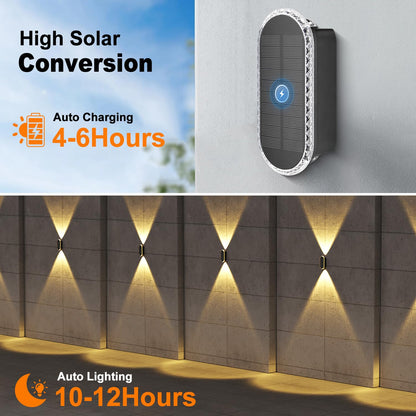 ELLASAY Solar Fence Lights Outdoor Garden,3000K/4000K/6000K 3 Modes Brighter Garden Wall Lights Solar Powered Waterproof IP65 for Patio/Backyard/Porch/Pool Decorations,4PK