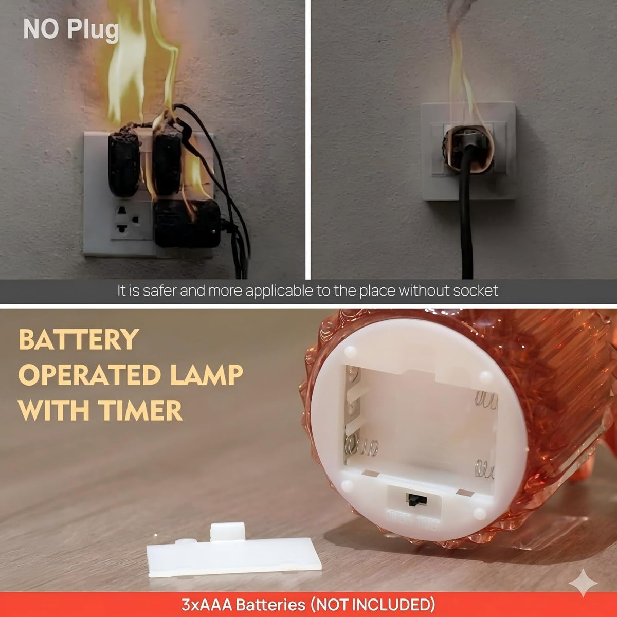 SisiHokai Small Battery Operated Lamp with Timer, Tiny Cordless Glass Table Lamp for Home Decor, Kitchen, Bathroom, Birthday Gift for Women, Jelly Red