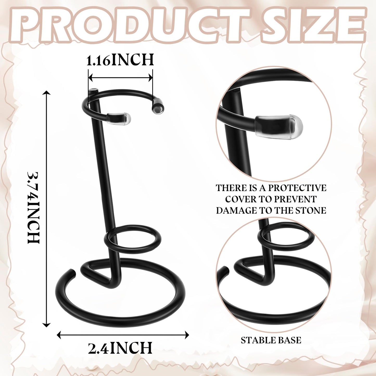 Yaocom 8 Pcs Crystal Wand Stand 2.4" L x 2.4" W x 3.74" H in Small Display Stand Metal Rock Wand Holder Iron Arms Display Holder for Small Gemstones Crystal Mineral Agate(Black)