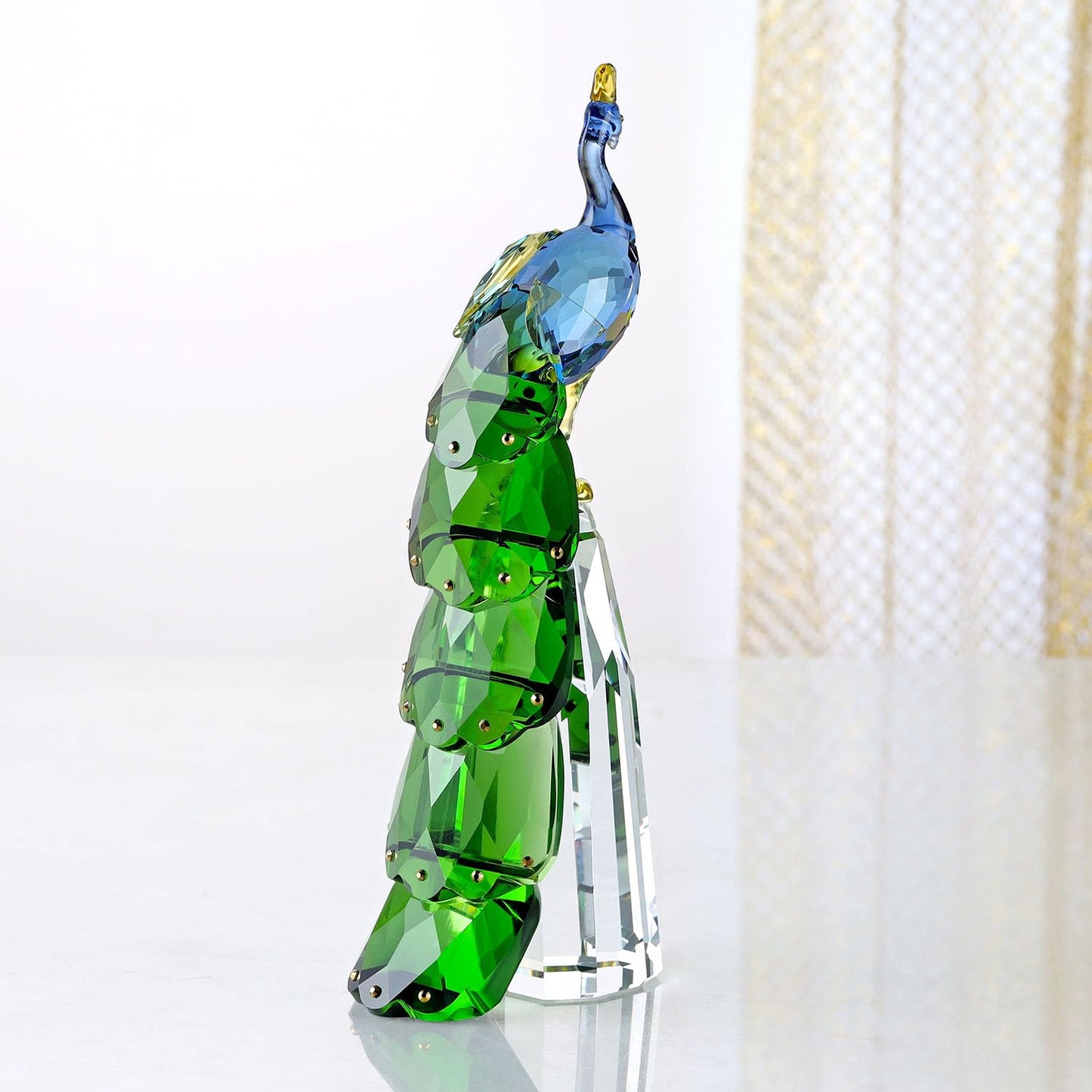 DOJOZ Crystal Peacock Figurine Handmade Art Animal Home Decor Statue Home Decoration