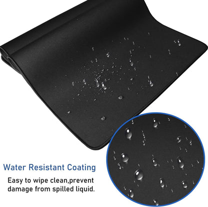 Gaming Mouse Pad, Large Desk Mouse Pad with Stitched Edges,(35.4X15.7In) Durable Non-Slip Natural Rubber Base, Waterproof Computer Keyboard Pad Mat for Esports Pros/Gamer/Desktop/Office/Home, Black