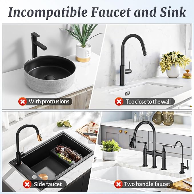 PoYang 24 inch Faucet Mat for Kitchen Sink Splash Guard, 7° Slope Silicone Sink